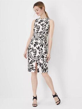 Ann Taylor Petite Tropical Belted Sheath Dress 8P